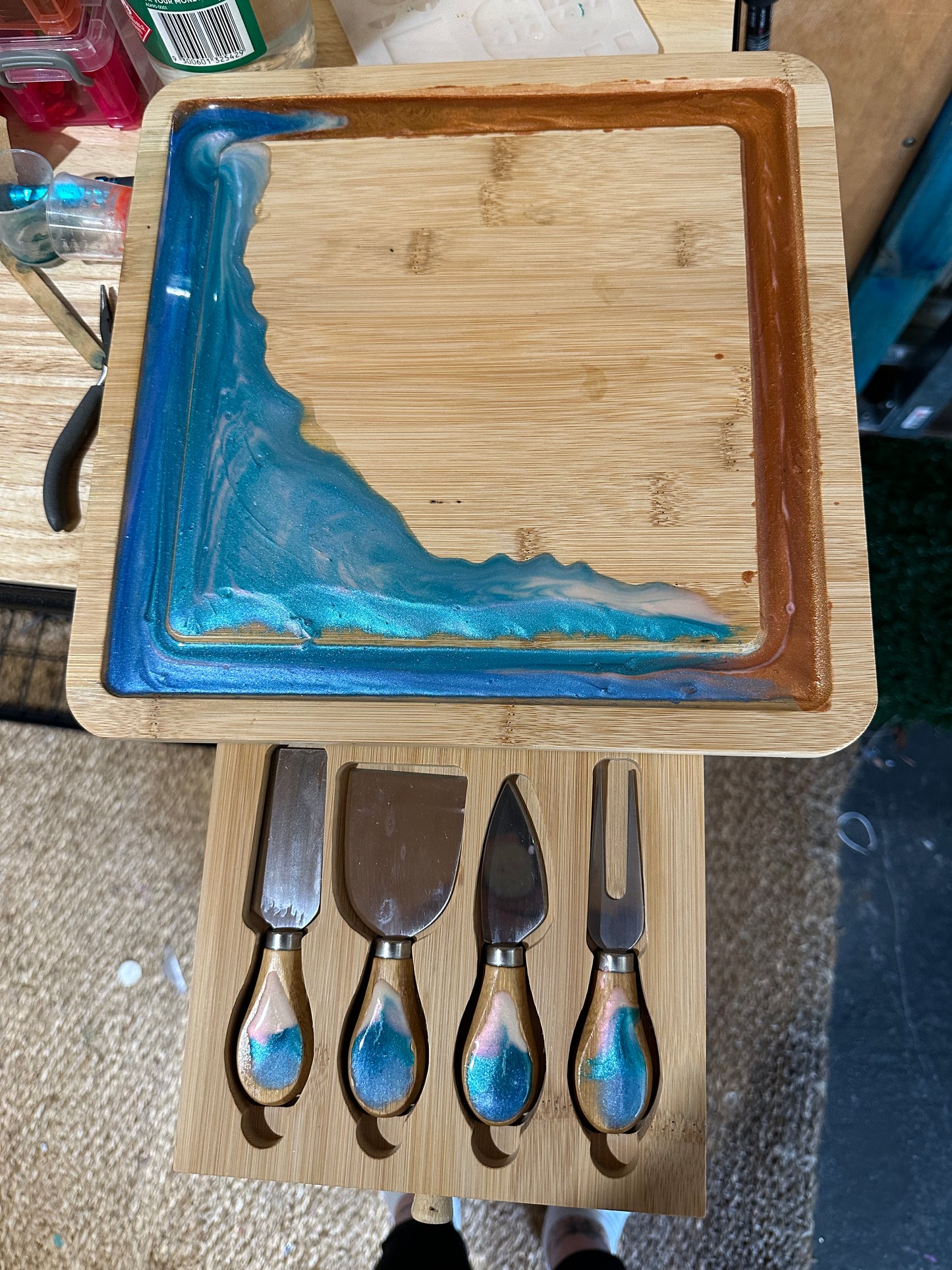 Cheese board with tools