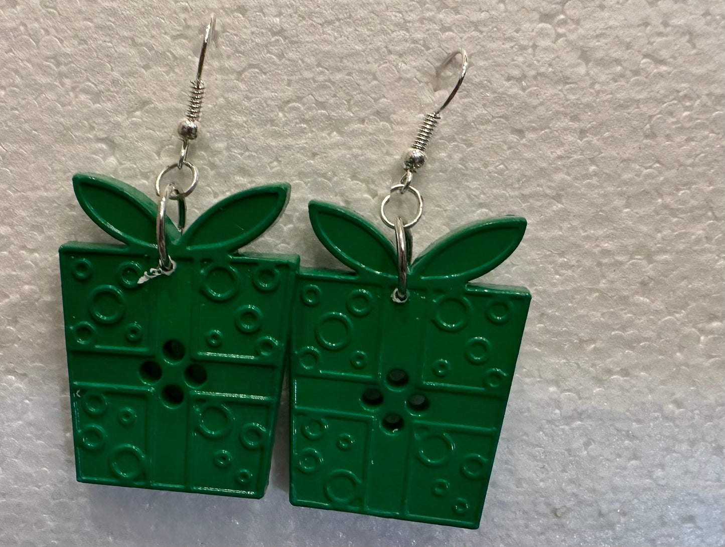 Christmas hanging Earrings presents green