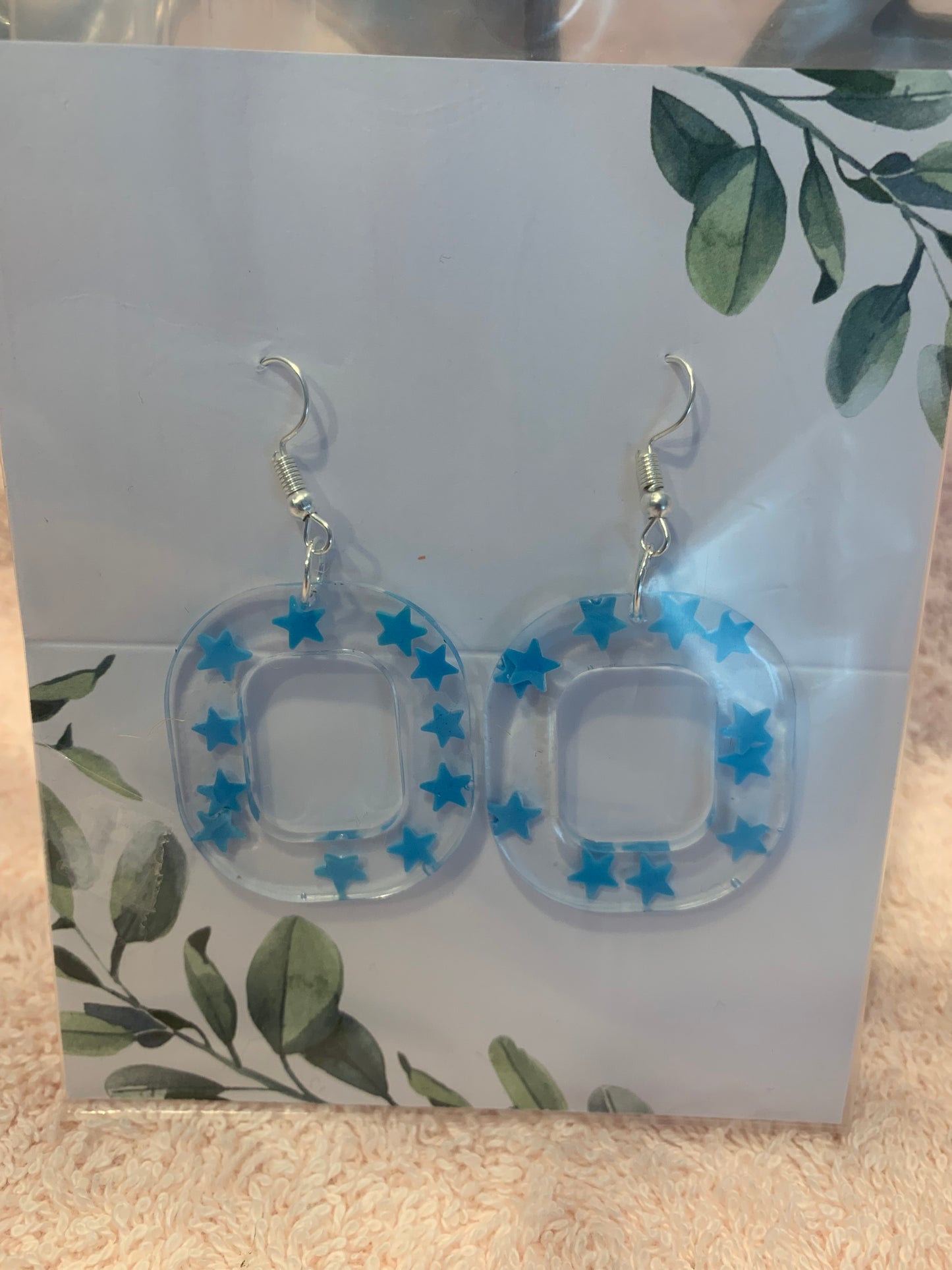 Squares of Blue stars earrings