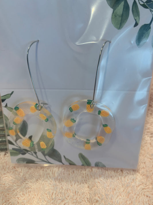 Squares of pineapples earrings