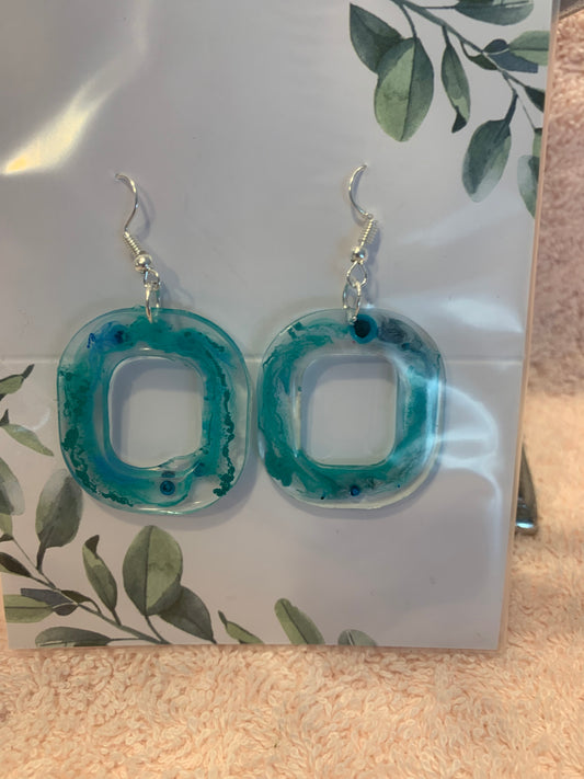 Squares of green rumbles earrings