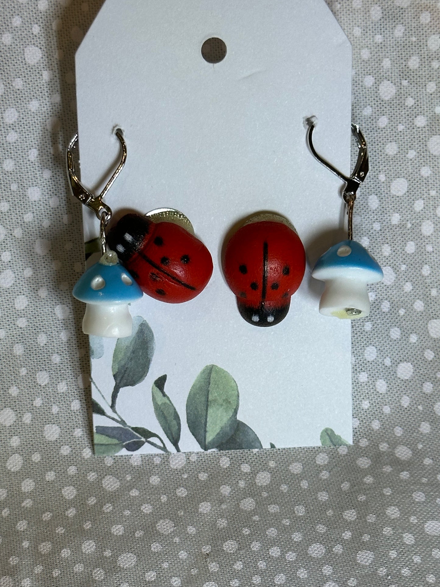 Ladybugs and magic mushys stud / hooks earrings