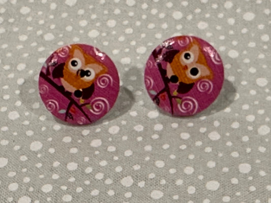 Just for the little ones earrings "Pink Owls"